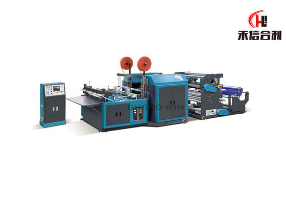 Fully automatic non-woven cross-cutting and ironing bag-making machine with online handle attachings